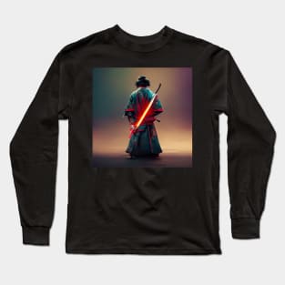 Samurai with a glowing sword - best selling Long Sleeve T-Shirt